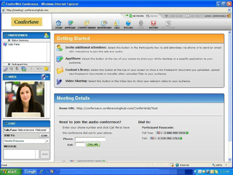 ConferWeb Web Conferencing screen